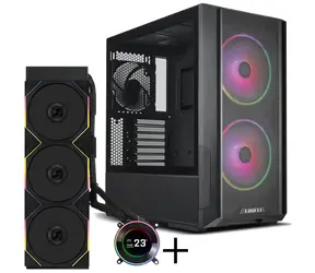 Lian Li LANCOOL 216 + HYDROSHIFT II LCD-C 360TL černá / Bundle / PC skříň E-ATX + AiO 360 mm / ARGB / LCD / Intel + AMD