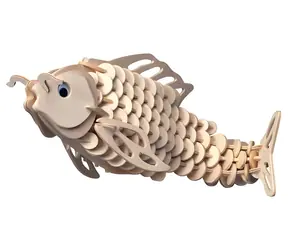 WOODCRAFT Dřevěné 3D puzzle Kapr přírodní / 172 dílků / od 6 let / Obtížnost: střední