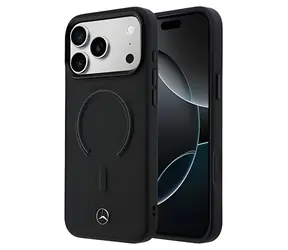 Mercedes PU Leather 3D pro iPhone 17 Pro Max černá / Zadní kryt / PU kůže / MagSafe