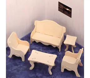 WOODCRAFT Dřevěné 3D puzzle Obývací pokoj / od 5 let / Obtížnost: jednoduchá