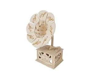 WOODCRAFT Dřevěné 3D puzzle Gramofón přírodní dřevo / od 8 let / Obtížnost: jednoduchá