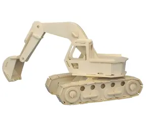WOODCRAFT Dřevěné 3D puzzle Bagr / 118 dílků / od 6 let / Obtížnost: jednoduchá
