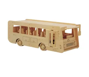 WOODCRAFT Dřevěné 3D puzzle Autobus / 78 dílků / od 6 let / Obtížnost: jednoduchá