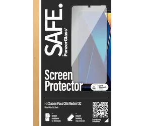 PanzerGlass SAFE UWF pro Xiaomi Redmi 13C 5G černá / Tvrzené sklo / Plně nalepovací / 0,66 mm