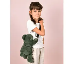 DOUDOU Taška přes rameno Plyšový medvídek khaki / 30 cm / od 2 let