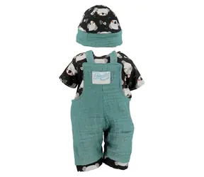PETITCOLLIN Obleček Clément / pro panenku 36 cm / zelená, černá / od 18 měsíců