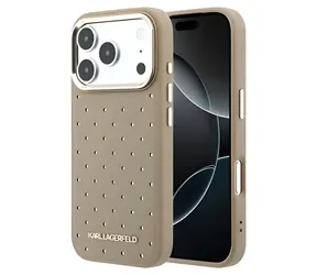 Karl Lagerfeld Perforated Gold Dots béžová iPhone 17 Pro Max / Zadní kryt / MagSafe / PU koženka