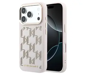 Karl Lagerfeld PU Perforated Monogram růžová / Ochranný kryt / Apple iPhone 17 Pro Max / MagSafe
