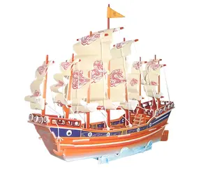 WOODCRAFT Dřevěné 3D puzzle Barevná plachetnice PC131 / od 8 let / Obtížnost: střední