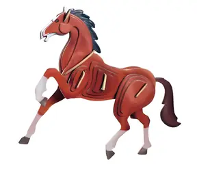 WOODCRAFT Dřevěné 3D puzzle Kůň barevný / od 6 let / Obtížnost: jednoduchá