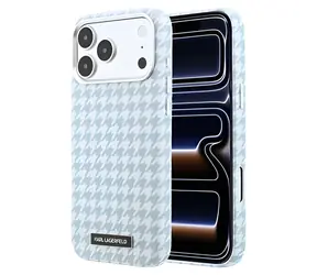 Karl Lagerfeld Houndstooth Resin Plate modrá / Zadní kryt / MagSafe / PU / iPhone 17 Pro Max