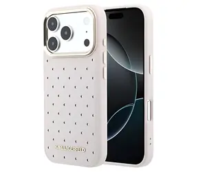 Karl Lagerfeld PU Perforated Gold Dots růžová / Zadní kryt / iPhone 17 Pro Max / MagSafe