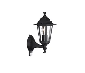 Philips Peking 60W černá / Venkovní nástěnná lampa s čidlem / E27 / IP44 / bez zdroje