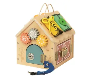 2Kids Toys Activity board Domeček přírodní malý / Motorická hračka / od 3 let