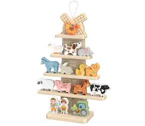 2KIDS TOYS Závěsný mlýn se zvířátky Farma / Dřevěná didaktická hračka / od 1,5 let / FSC certifikované dřevo