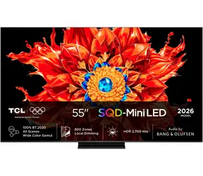 55" TCL 55MSQLED85L černá / Televize / 4K UHD / SQD-Mini LED / 144Hz / 4x HDMI 2.1 / DVB-T2/C/S2 / Google TV / 60W B&O