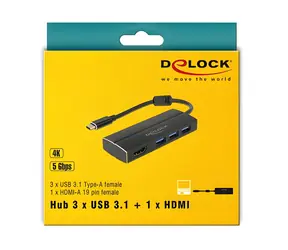 DeLock USB-C 3.1 / Adaptér / 3× USB 3.0 / HDMI 4K
