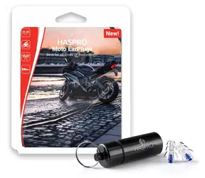 Haspro Moto průhledná-modrá / Špunty do uší / pro motocyklisty / SNR 26 dB / silikonové / 1 pár