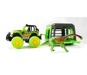 MAC TOYS Auto Jeep s přívěsem a dinosaurem / plast