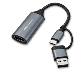 Qoltec šedá / Adaptér / USB-C / HDMI