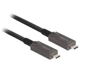 DeLock Aktivní optický kabel USB-C na USB-C 10 m / USB 3.2 Gen 2 / DisplayPort 1.4 / 20V 3A