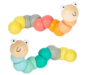 SMALL FOOT Motorická hračka Housenka tyrkysová / Dřevo / od 1 roku / 1 ks