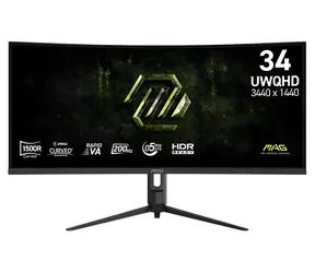 34" MSI MAG 342CQRF E20 černá / Herní monitor / UWQHD / VA / 200Hz / 0,5ms / 21:9 / HDMI+DP / VESA