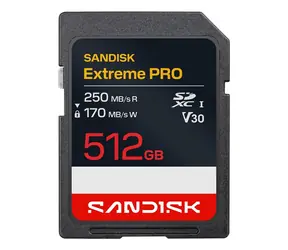 SanDisk Extreme Pro SDXC 512 GB / Paměťová karta / UHS-I / V30 / čtení: 250 MB/s / zápis: 170 MB/s