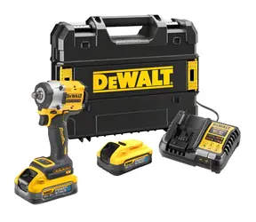 DeWalt / Aku rázový utahovák 1/2" bezuhlíkový / 18V / 406 Nm / 2x 5.0 Ah XR POWERSTACK / nabíječka / kufr Tstak