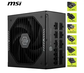MSI MAG A1000PLS PCIE5 černá / Zdroj / 1000W / ATX 3.1 / PCIe 5.1 / 80 PLUS Platinum