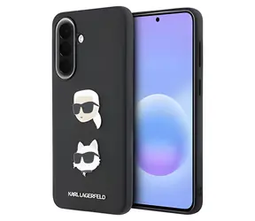 Karl Lagerfeld Liquid Silicone Metal Karl and Choupette černá / Zadní kryt / Samsung Galaxy A57