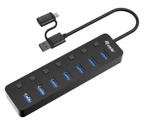 Equip 7-Port / USB hub / 7x USB-A 3.2 Gen 1 / 5 Gbps / napájecí adaptér / USB-C redukce