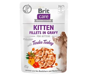 Brit Care Cat Kitten Tender Turkey / Kapsičky pro koťata / Filety ve šťávě / 85 g