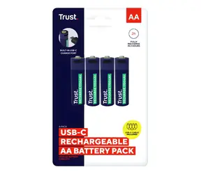 Trust 25631 / Dobíjecí baterie AA / USB-C / 1700 mAh / 4 ks / 800 cyklů