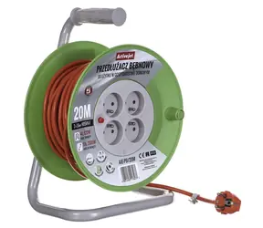 Activejet AJE-PB/20M oranžová / Prodlužovací kabel na bubnu / 20 m / 4x zásuvka / 230V / IP20
