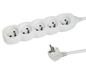 Esperanza ELK207W bílá / Prodlužovací přívod / 230V / 5 zásuvek / 1,5 m / dětská pojistka