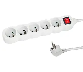 Esperanza ELK215W bílá / Prodlužovací přívod / 230 V / 3 m / 5 zásuvek / vypínač