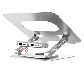 Unitek D1109B01 / Stojan na notebook / Hliníkový / Odnímatelný USB-C hub / HDMI 4K/30Hz / PD 100W / LAN