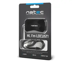 Natec Locust černá / USB rozbočovač / 4x USB-A 2.0