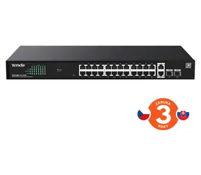 Tenda TEG2228P-24-410W / Switch / 24x Gigabit PoE+ / 2x SFP / 370W PoE budget / Rack / L2 Cloud management
