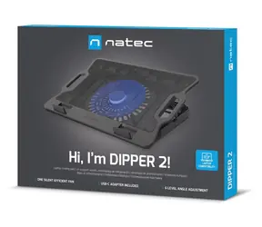 Natec Dipper 2 černá / Chladicí podložka / do 17,3" / LED podsvícení / 1x ventilátor 180 mm / 2x USB-A
