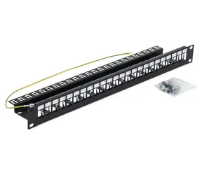 Triton Patch panel 19" modulární / 1U / pro max. 24 keystonů / RAL7035
