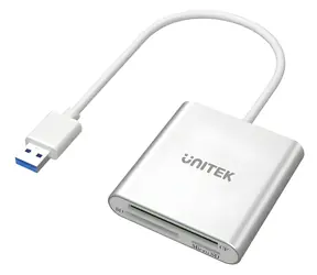 Unitek Y-9313 stříbrná / Čtečka paměťových karet / USB 3.2 Gen 1 / CF, SD, microSD