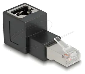 Delock RJ45 Cat.6A adaptér pravoúhlý černá / Adaptér / RJ45 zástrčka - RJ45 zásuvka / 90°