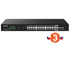 Tenda TEG1128P-24-410W / Switch / 24x Gigabit PoE+ / 2x SFP / Rack / 370W PoE