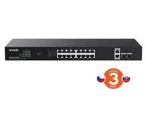 Tenda TEG1120P-16-150W / Switch / 16x Gigabit PoE+ / 2x SFP / Rack / 135 W