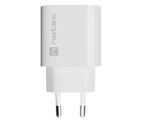 Natec Ribera bílá / Síťová nabíječka / 1x USB-C + 1x USB-A / 20 W / PD/QC