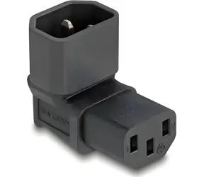 Delock Adaptér IEC 60320 C14-C13 černý / Napájecí adaptér / Úhlový / Vidlice C14 - zásuvka C13