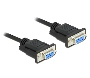 DeLock RS-232 Sub-D9 / Sériový kabel / null modem / samice-samice / 2 m / černá