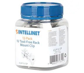 Intellinet 716512 / Klip pro montáž do racku 1U / nerezová ocel / 12 ks